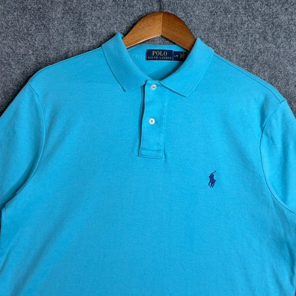 Polo Ralph Lauren Shirt Mens Large Light Blue Short Sleeve Regular Fit Preppy